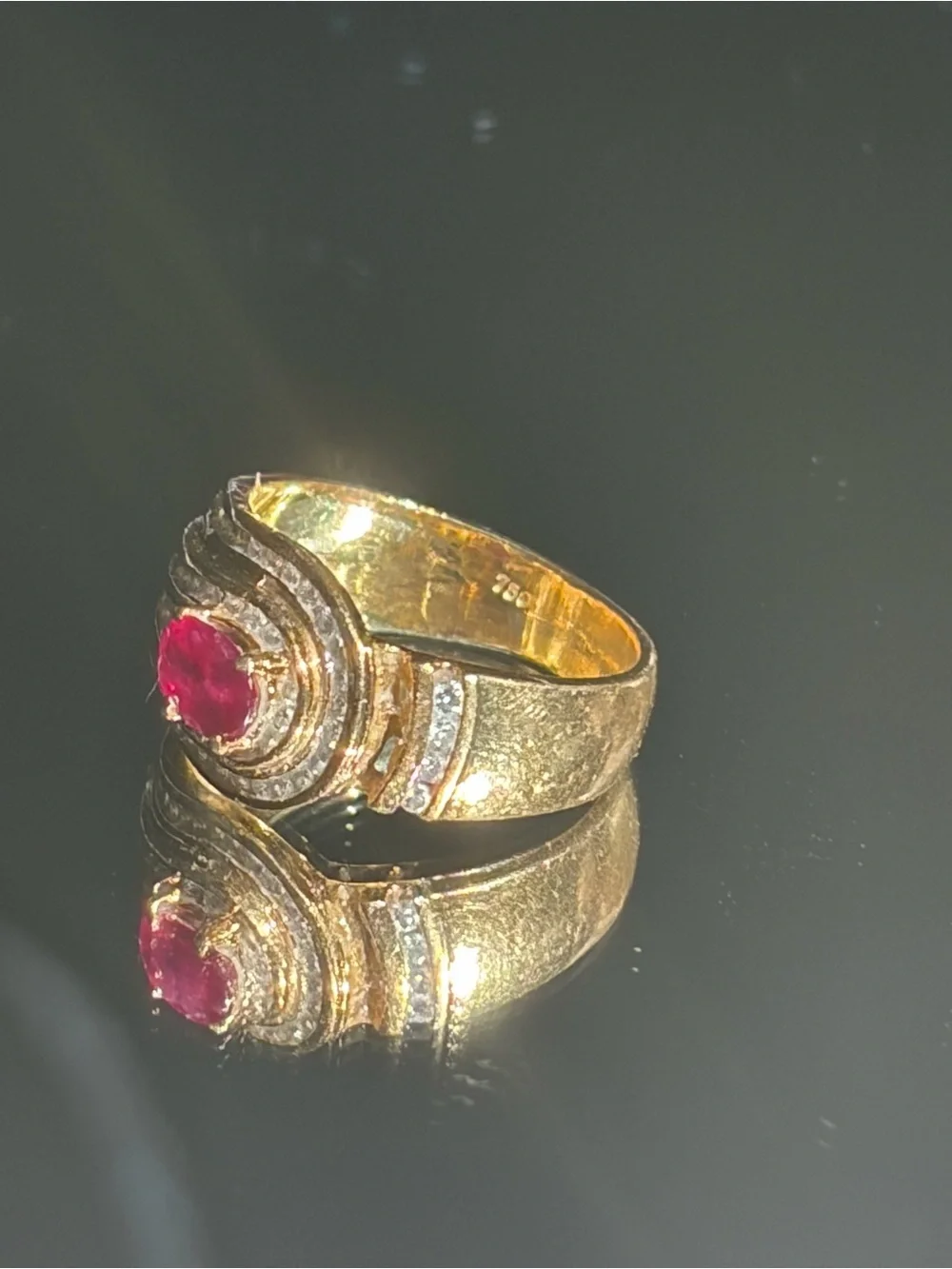 Vintage 18K Gold Ruby Diamond Ring | 8.26  Grams | Estate Jewelry  7